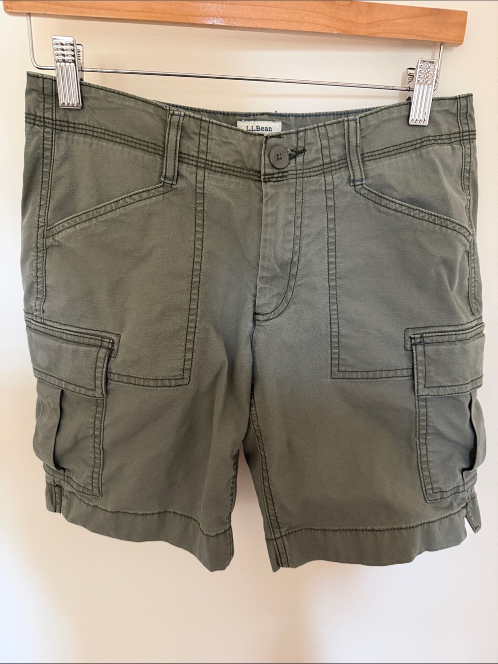 L.L. Bean Women's Olive Cargo Shorts - Utility Pocket Style